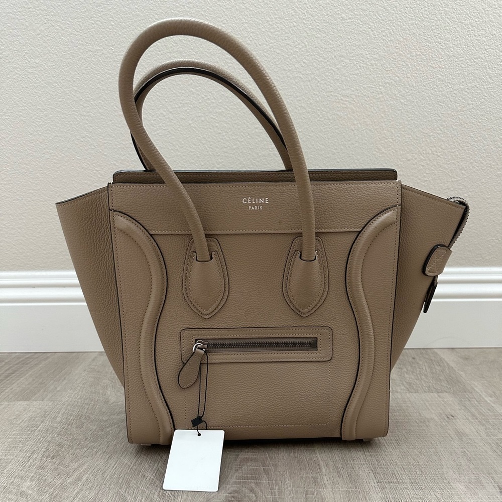 Celine micro luggage tote grained calfskin in dune